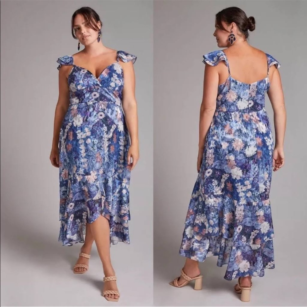 Formal/Semi midi dress silky beautiful floral - Sz 8 - Anthropologie